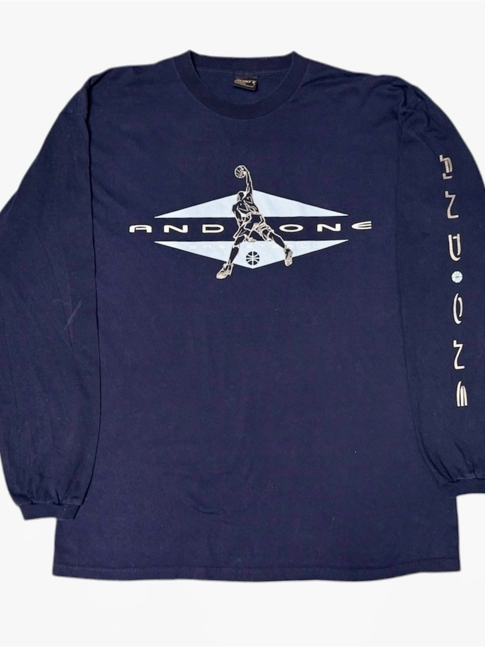 Vintage 90s AND1 ‘The Player’ Long Sleeve Graphic Shirt - Navy XXL - Made in USA